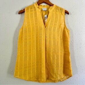 🦋 NWT Van Heusen Mustard Yellow Sleeveless Tank Top Blouse Small